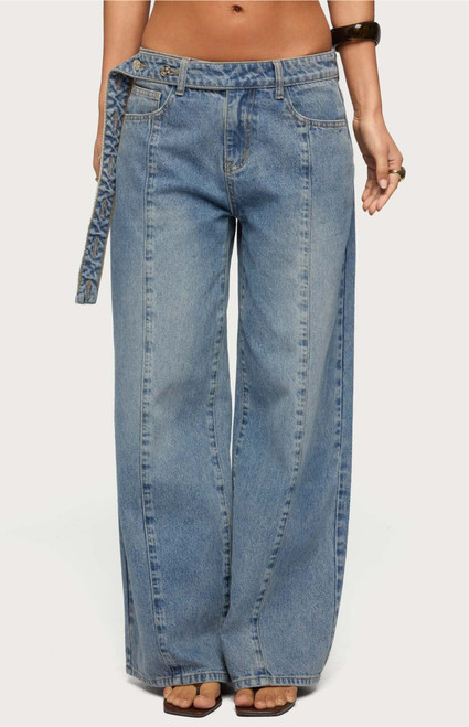Edikted Women's Buttoned Waist Low Rise Baggy Jeans - 0267609690064