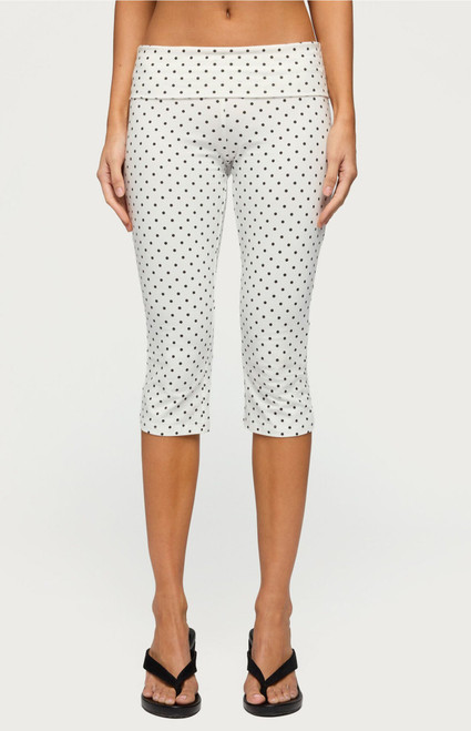 Edikted Women's Eloisa Polka Dot Foldover Capri Pants - 0268609690042