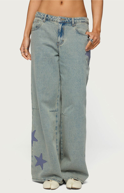 Edikted Women's Trish Stars Low Rise Baggy Jeans - 0267609690067