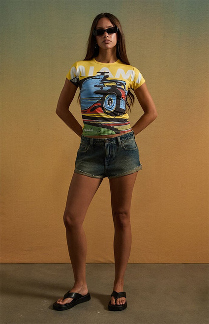 Formula 1 Women's x Pacsun Miami Racing Jean Micro Shorts - 0829454210197