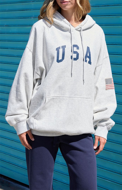 John Galt Women's Silver Christy USA Oversized Hoodie - 0793601600242
