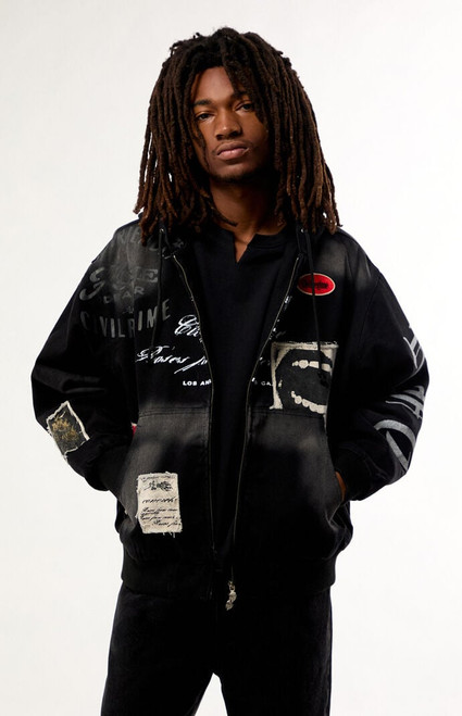 Civil Men's Outliers Distressed Zip Up Hoodie - 0201460120008