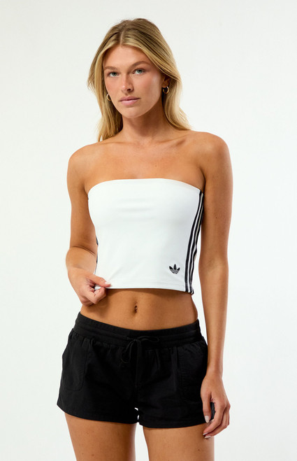 adidas Women's White 3-Stripes Tube Top - 0702000250012
