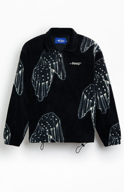 Awake NY Men's Dice Print Fleece Quarter Zip Sweatshirt - 0202603440039