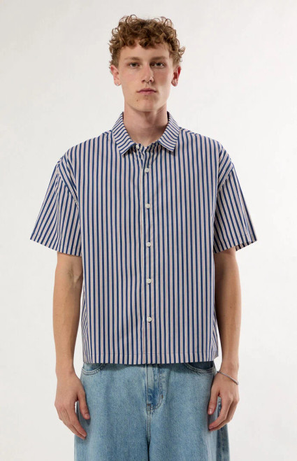 Pacsun Men's Striped Boxy Short Sleeve Button Down Shirt - 0180611140087