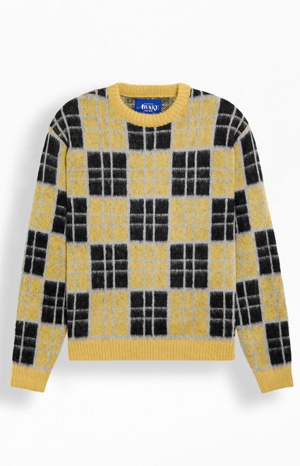 Awake NY Men's Checkered Mohair Crew Neck Sweater - 0125603440092