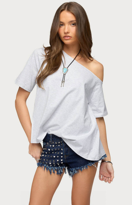 Edikted Women's Miah Off Shoulder Shredded Back Top - 0262609690040