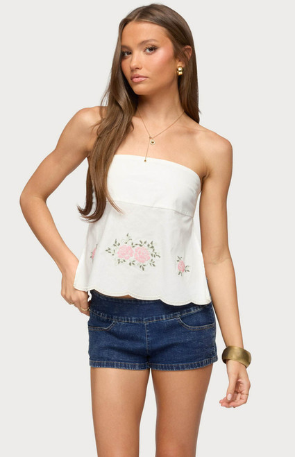 Edikted Women's Shiri Floral Embroidered Backless Top - 0260609690098