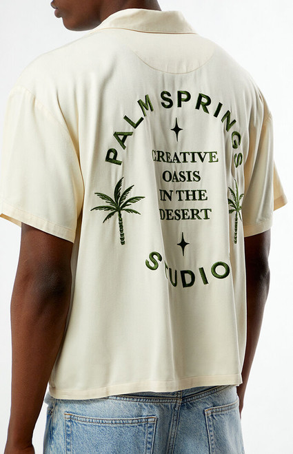 Pacsun Men's Palm Springs Embroidered Woven Camp Shirt - 0180519270073