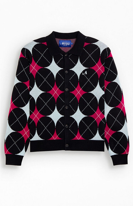 Awake NY Men's Argyle Knit Cardigan - 0125603440110