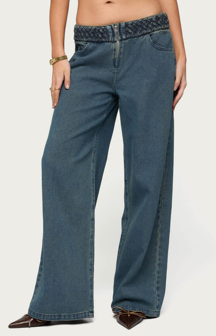 Edikted Women's Braidey Low Rise Baggy Jeans - 0267609690070