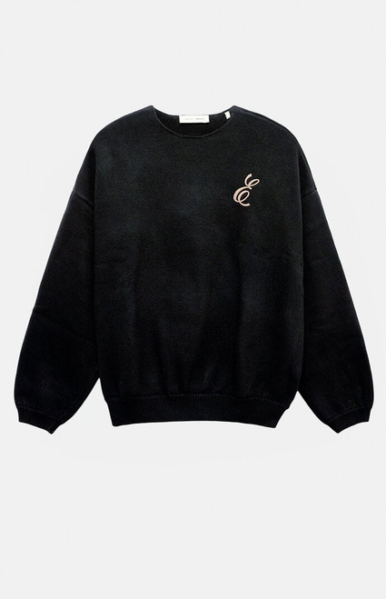 Fear of God ESSENTIALS Men's Vintage Black Waffle Knit Crew Neck Sweater - 0192609840019103