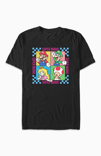 Men's Nintendo Mario Group Four Square T-Shirt - 0230602190052