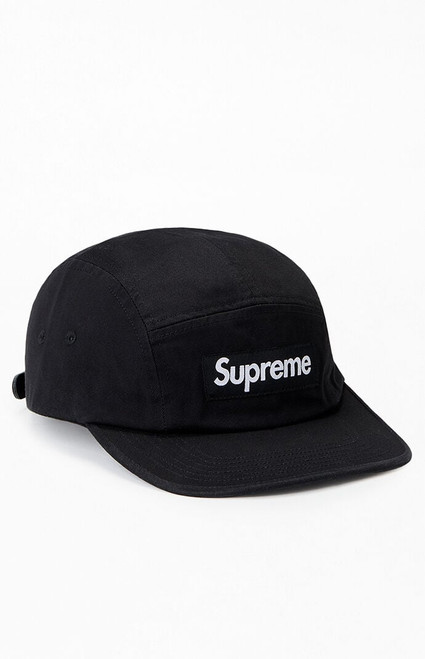 Supreme Men's Black Washed Chino Twill Camp Hat - 0642603445913