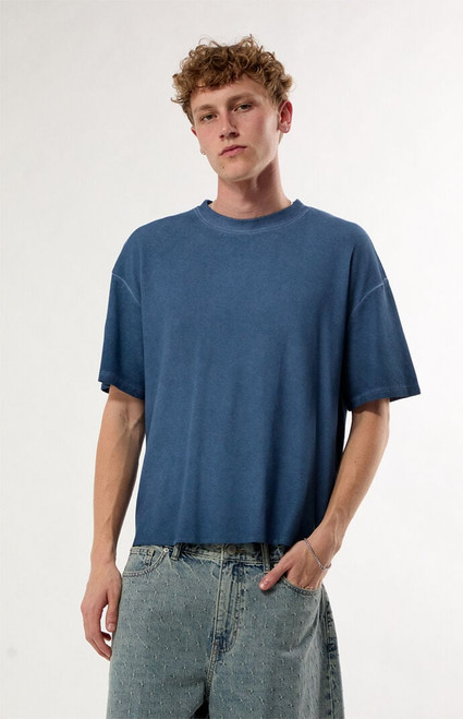 Pacsun Men's Blue Oil Dye Waffle Knit T-Shirt - 0120468680647