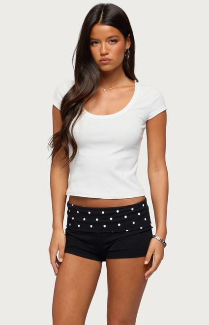 Edikted Women's Pamela Ribbed Scoop Neck T-Shirt - 0262609690046