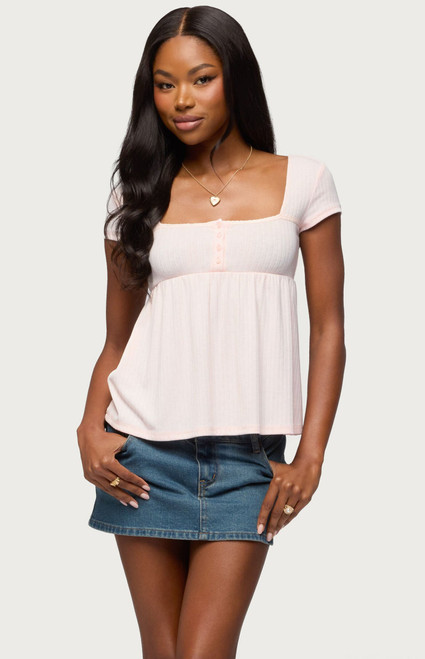 Edikted Women's Bettie Pointelle Babydoll Top - 0263609690262