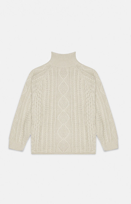 Fear of God Essentials Men's Wheat Cable Knit Turtleneck Sweater - 0192508520032465