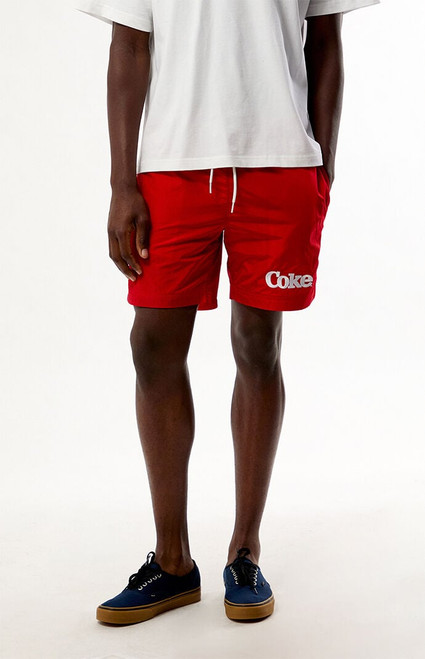 Coca Cola Men's by Pacsun Retro Logo 6.5" Swim Trunks - 0150603490262