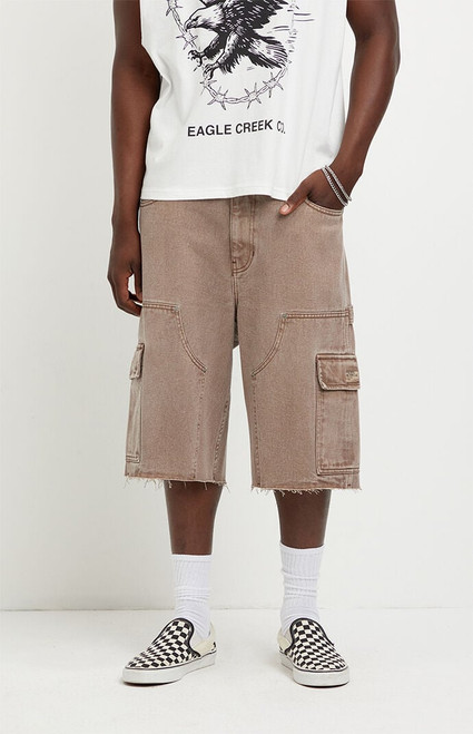 Pacsun Men's Austin Extreme Baggy Jean Shorts Cargo Brown - 0170611110018