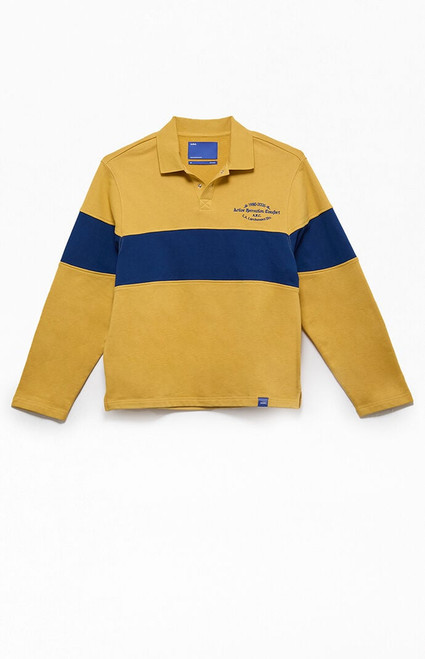 A.R.C. Men's Yellow Long Sleeve Rugby Polo Shirt - 0140611140009