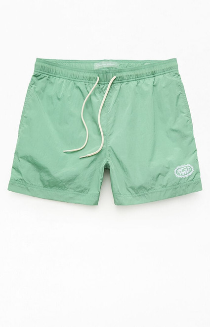 Pacsun Men's Green Crinkle 4.5" Swim Trunks - 0150603490274
