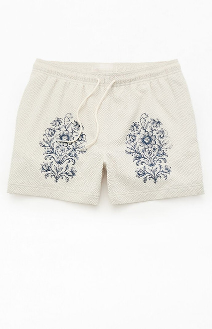 Pacsun Men's Floral Seersucker 4.5" Swim Trunks - 0150603490281