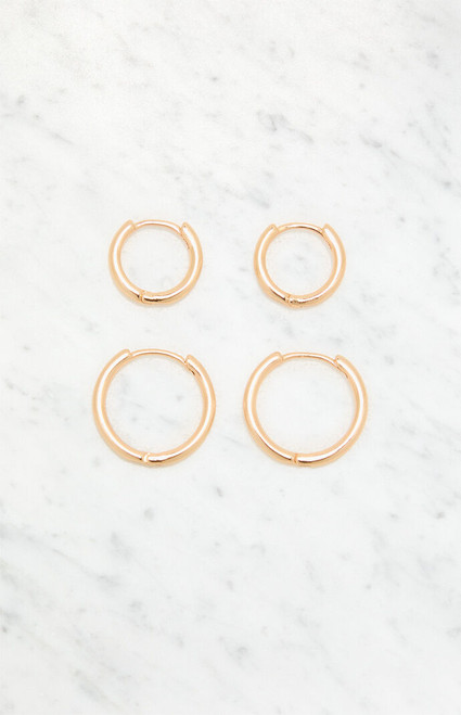 John Galt Women's 2 Pack Gold Hoop Earrings - 0679601600231