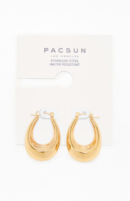 Pacsun Women's Gold Cleo Oval Hoop Earrings - 0656610500034