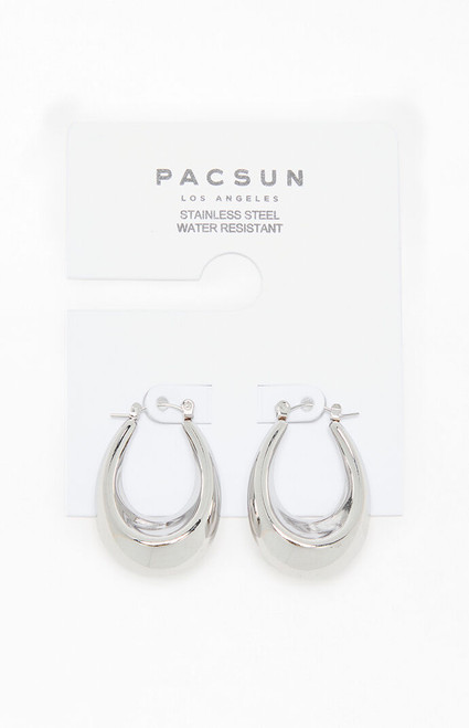 Pacsun Women's Silver Cleo Oval Hoop Earrings - 0656610500035
