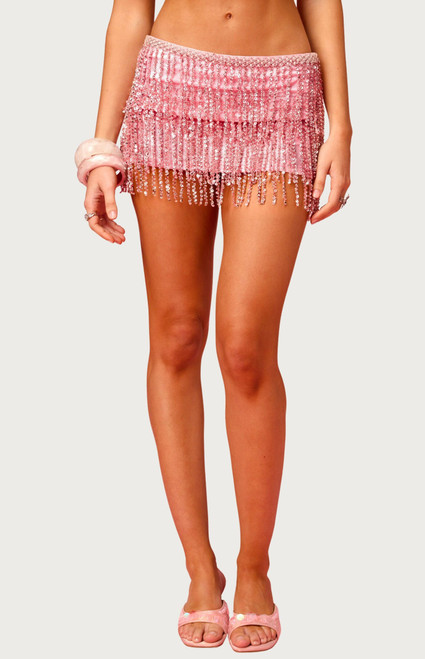 Edikted Women's Disco Barbie Sequin Mini Skirt - 0269609690060