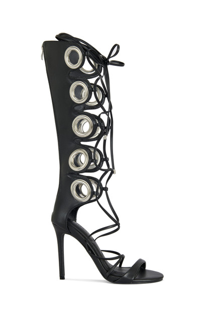 AZALEA WANG Women's Agathon Black Stiletto Gladiator Sandal Boots - 0275611590078