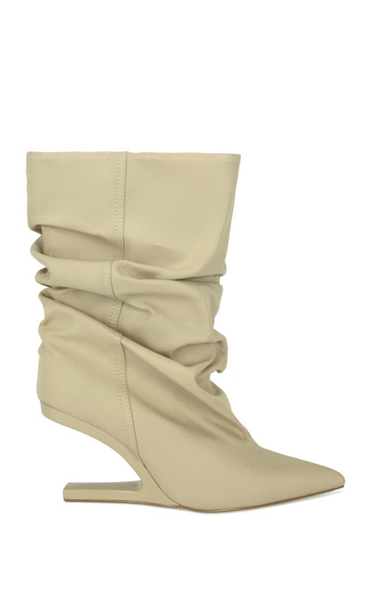AZALEA WANG Women's Serona Khaki Wedge Booties - 0275611590082
