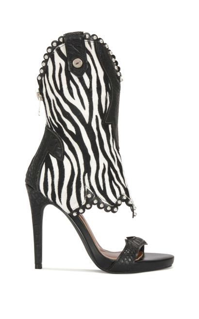 AZALEA WANG Women's Tahlie Zebra Stiletto Sandal Booties - 0275611590083