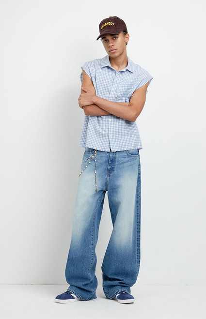 Pacsun Men's Blake Extreme Baggy Jeans CA Embroidered Medium Blue - 0131505850005