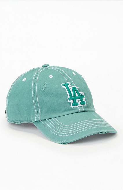 47 Brand Women's Green LA Weathered Strapback Hat - 0643600540088