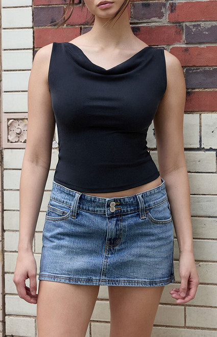 John Galt Women's Black Draped Off the Shoulder Top - 0704601601997