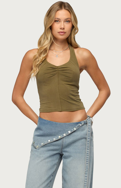 Edikted Women's Montanah Pleated Halter Top - 0263609690342