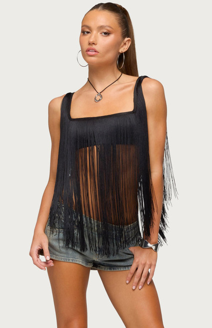 Edikted Women's Eranthe Fringed Cropped Top - 0263609690366