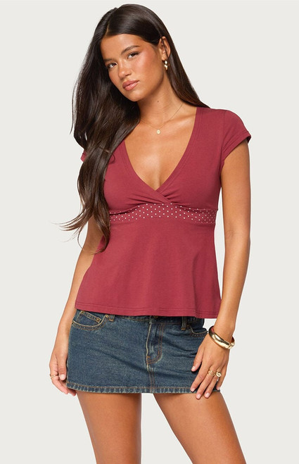 Edikted Women's Indygo Polka Dot Top - 0263609690378