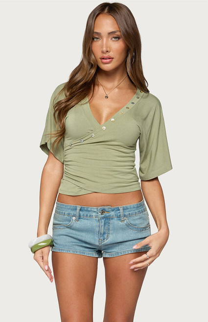 Edikted Women's Sully Iridescent Wrap Top - 0263609690393
