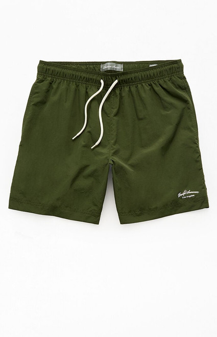 Pacsun Men's Green Collegiate Solid 7" Swim Trunks - 0150609530131