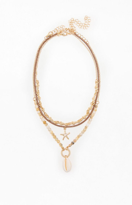 Pacsun Women's Beaded Shell Layered Necklace - 0656499090051