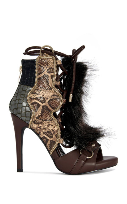 AZALEA WANG Women's Heather Animal Print Stiletto Sandals - 0275611590091