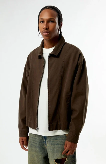 Pacsun Men's Brown Double Seams Gas Jacket - 0201611140008