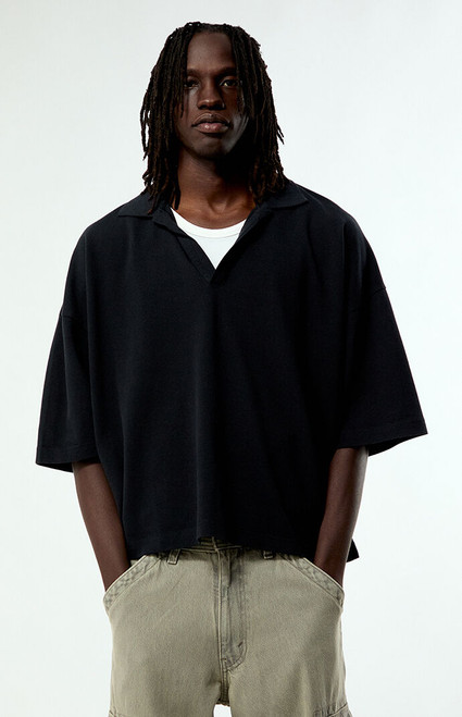 Pacsun Men's Black Solid Polo Shirt - 0180522800116