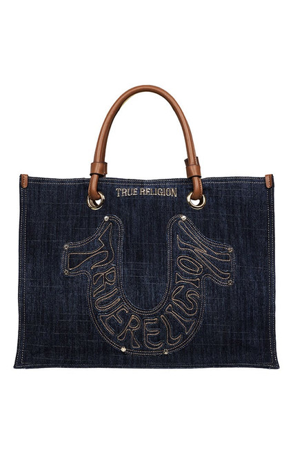 True Religion Women's Andi Horseshoe Applique Denim Tote Bag - 0276141730148