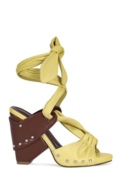 AZALEA WANG Women's Aruba Yellow Block Sandals - 0275611590090