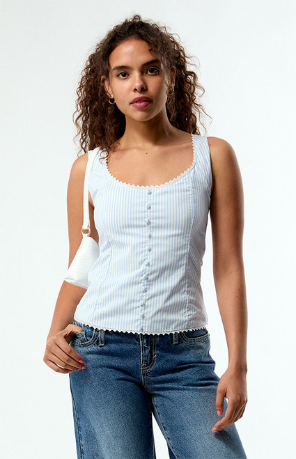 WEWOREWHAT Women's Striped Scoop Neck Corset - 0731603330010