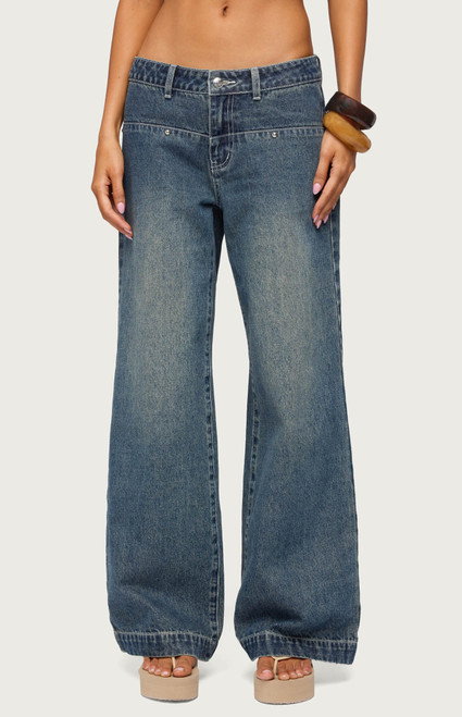 Edikted Women's Wyn Studded Low Rise Baggy Jeans - 0267609690091